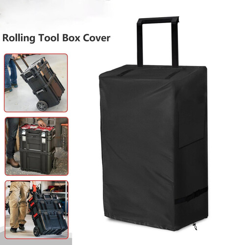 Black Rolling Tool Box Cover Compatible with For Stackable Tool Box Systems with Wheels 600D Oxford Fabric Protection 1