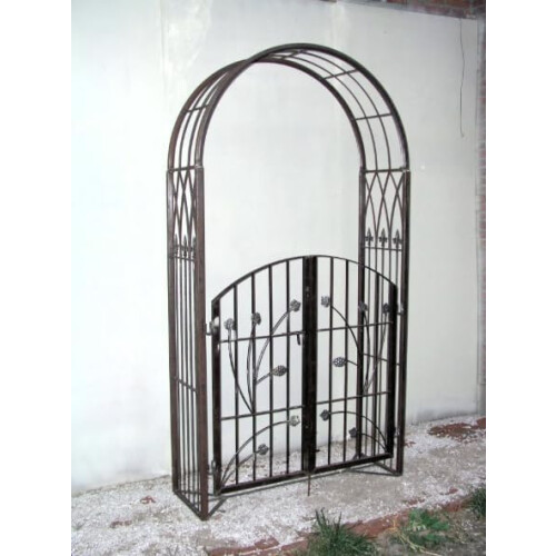 AH® Rustic Metal Gated Garden Arch Scroll Arbour