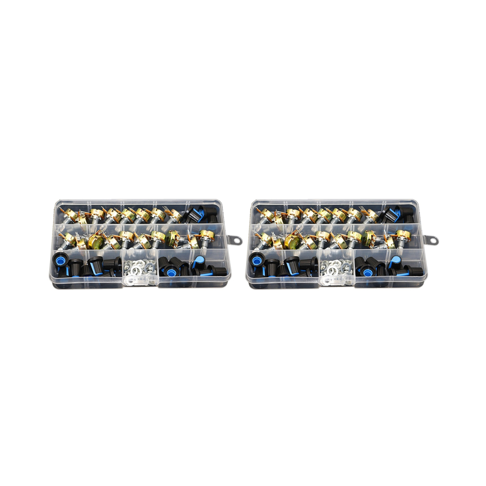 36Pcs Wh148 Single Potentiometer Kit B1k/5K/10K/20K/50K/100K/500K/1M With Knobs Single Potentiometer Set Shaft Nuts 6935161555691