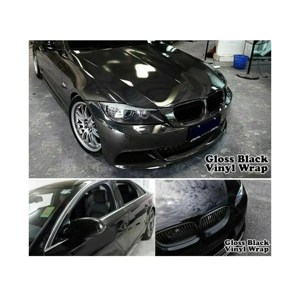 Vinyl Wrap Roll Film Car Sticker Decal Motorcycle Automobile Styling Car Wrap Stickers Auto Decal Bubble-Free Glossy Black 6935161554199
