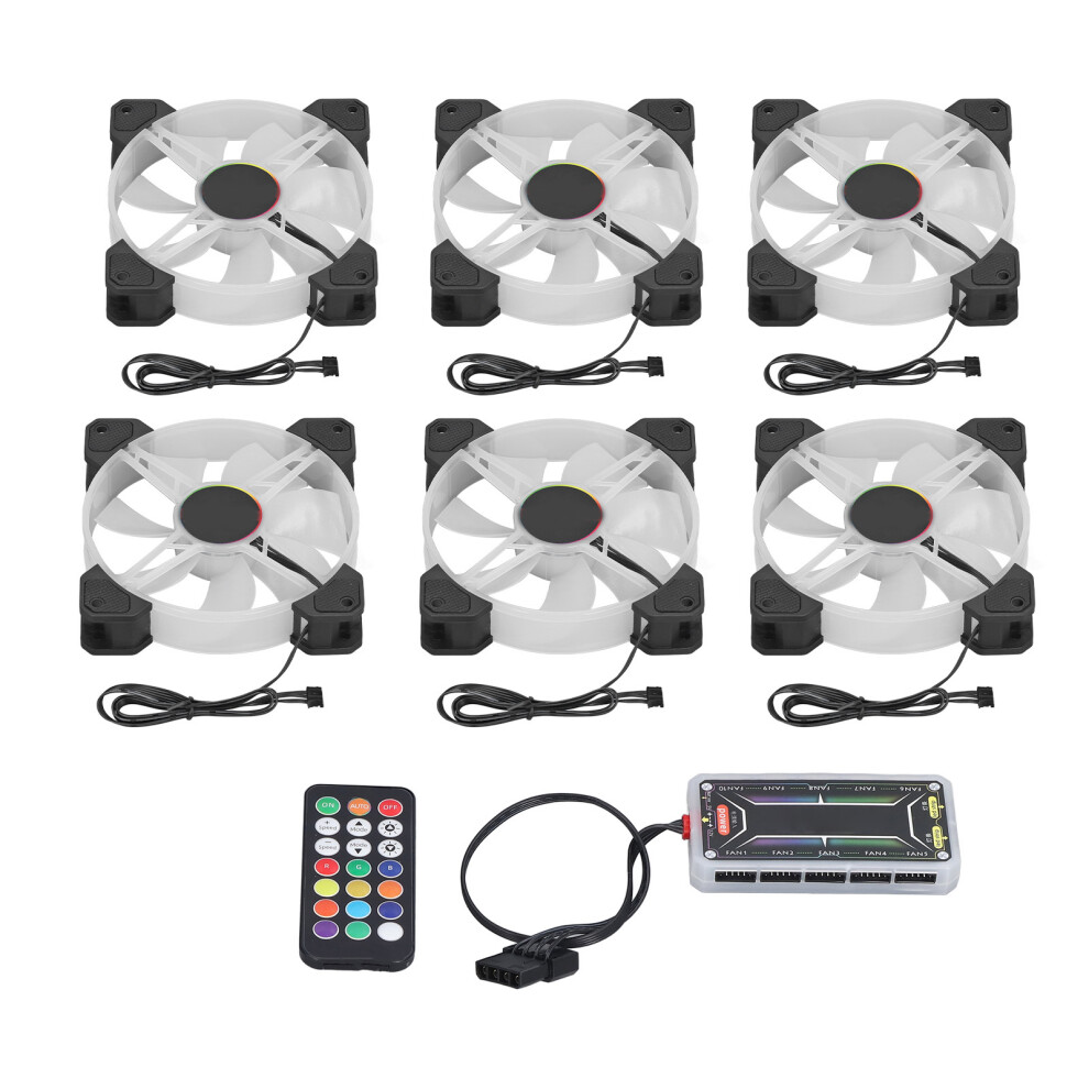 6Pcs 120Mm Rgb Pc Computer Case Fans Quiet Cooling Noise Reduction With Remote 7891374556155