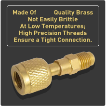 R-32 R-454B Brass Adapter, 1/4 Inch Female To 1/4 Inch Male Reverse Thread,For R-454B For R-32 Tanks