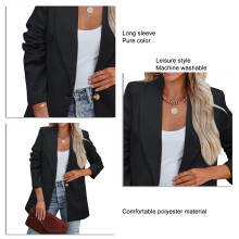 Women Black Suit Jacket XXL Long Sleeve Business Casual Polyester