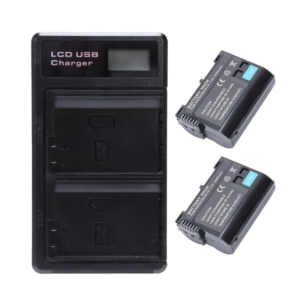 High-Energy Density Li-Ion Battery, Smart Led Charger For Seamless Nikon Z6, Z7, D850, D810, D810a, D800, D800e, D7500, D7200, D7100, D7000, Light 9405630371215
