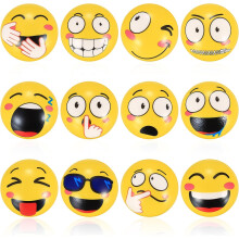 Alivio del estrés: Pelotas con emoticonos de estilos surtidos, juguetes para piscina para rellenar bolsas de cumpleaños, color amarillo (juego de
