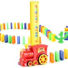 Domino Train Toys for Creative Play, Automatic Domino Distribution Building Blocks with Light and Sound for Fun Educational Toys (Colorful Dominoes)