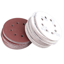 100Pcs 5in Disc Sandpaper Set, 8 Holes, Alumina, 10 Grits