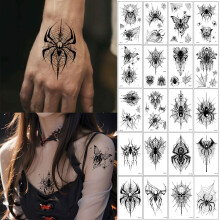 10 Sheets Spider Web Body Tattoo Stickers Black Style Body Makeup Waterproof Temporary Tattoo Halloween Fake Tattoo