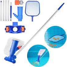 Cabezal de aspiración para piscinas enterradas, aspiradora portátil para piscinas con mango telescópico y cepillo de limpieza, kit de limpieza de