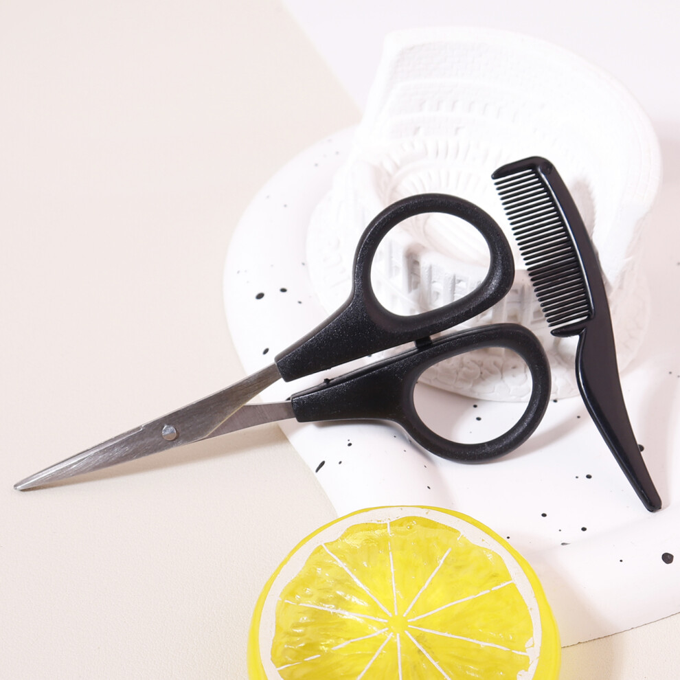 2pcsï¼1Beard & Mustache Scissor With 1Combï¼Perfect Facial Hair Grooming Kit All Body Hairï¼Special for real hair wigs