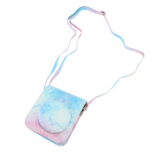 Sac à bandoulière en PU imperméable pour appareil Instax Mini 12 - Bleu et Rose pâle