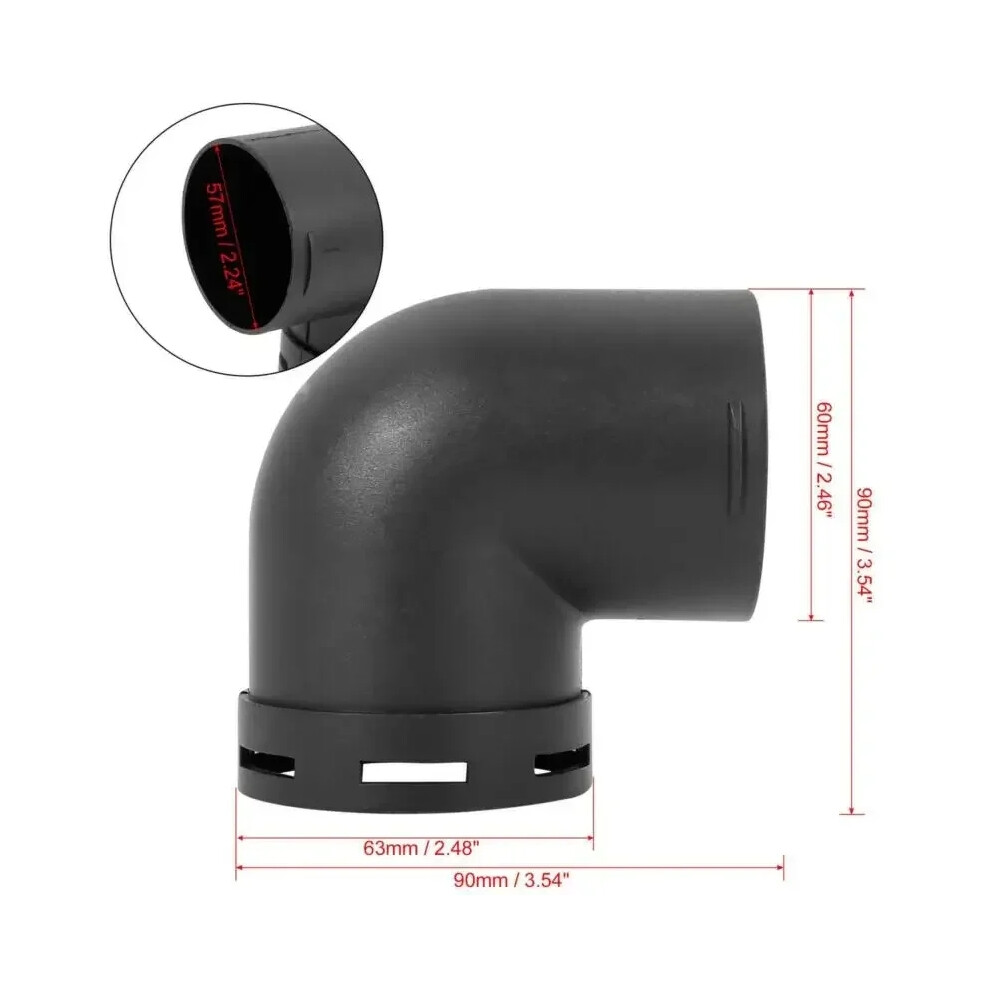 1X 60Mm Car Heater Warm Air Ducting Pipe Elbow Outlet Connector Plastic Air Ducting Pipe Elbow Outle Black 6935161537444