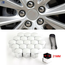 20x 21MM Chrome Car Wheel Nut Caps Protector Rustproof Hub Tighten Cover Tyre Nut Bolts Outward Decoration Studs Hub Caps Silver