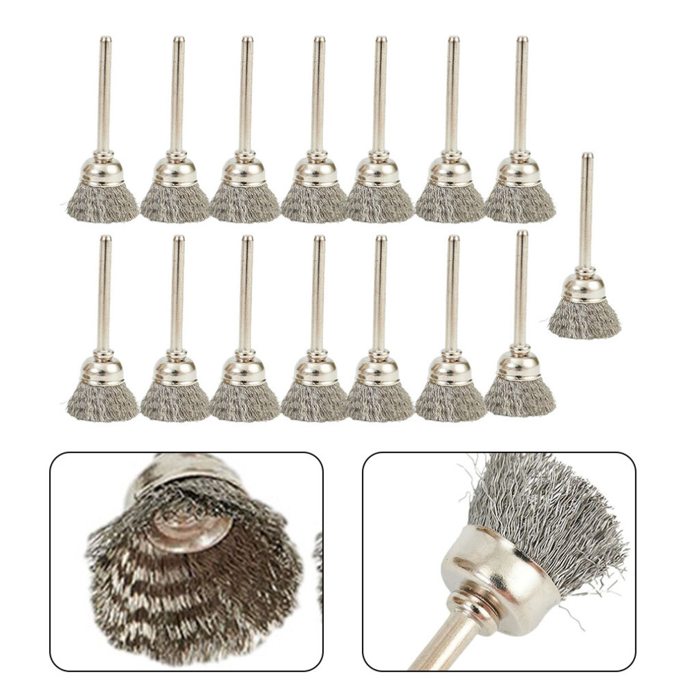 15Pcs/Set 15Mm Stainless-Steel Wire Cup Wheel Brushes Polishing Brush For Rotary Tool Metal Rust Removal Polishing Brush 6935161554113
