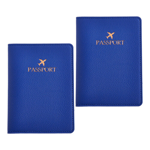 Stylish PU Leather Passports Organizer Embossed-Blue
