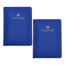 2 stuks PU lederen paspoorten organizer reliëf patroon-Blauw