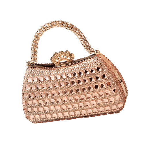 Women's Glitter Top Handle Handbag,Evening Clutches-Champagne