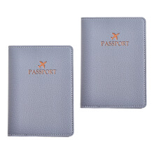 Stylish PU Leather Passports Organizer Embossed-Gray