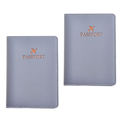 Stylish PU Leather Passports Organizer Embossed-Gray
