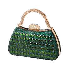 Womens Sparkly Rhinestones Clutches Purses Evening-dark green