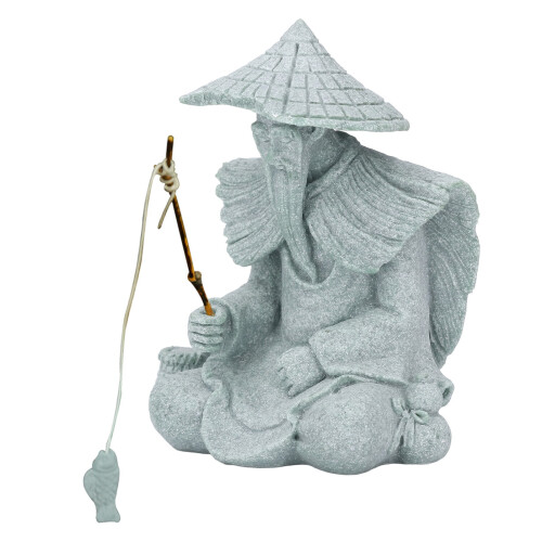Statue de pêcheur - 10,5  8,5  6 cm grès vert 1