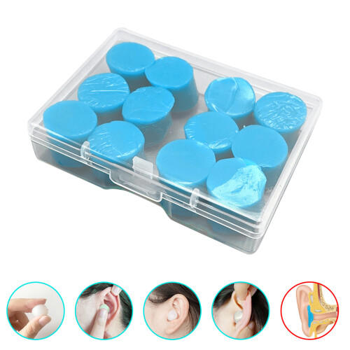 12Pcs Soft Clay Ear Plugs, Noise Reduction, Blue, 0.8cm 1