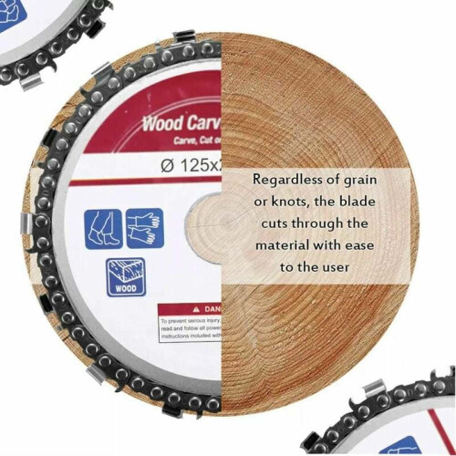 Disco de serra para entalhe em madeira, placa de corrente de 5 polegadas para esmerilhadeira angular, para longa vida útil e alta dureza, aço 2