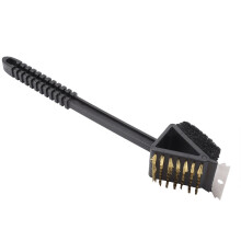 3-in-1 Grill Brush, Heavy Duty Stainless Steel Grill Cleaning Tool with Long Handle for Safety, Versatile for Gas Charcoal Smoker Grills, Ideal for