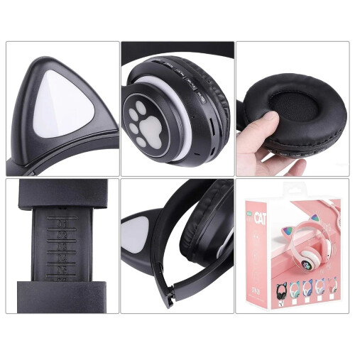 Ακουστικά Bluetooth Cat Ear, έντονα φώτα LED RGB και ασύρματη και ενσύρματη λειτουργία για 1