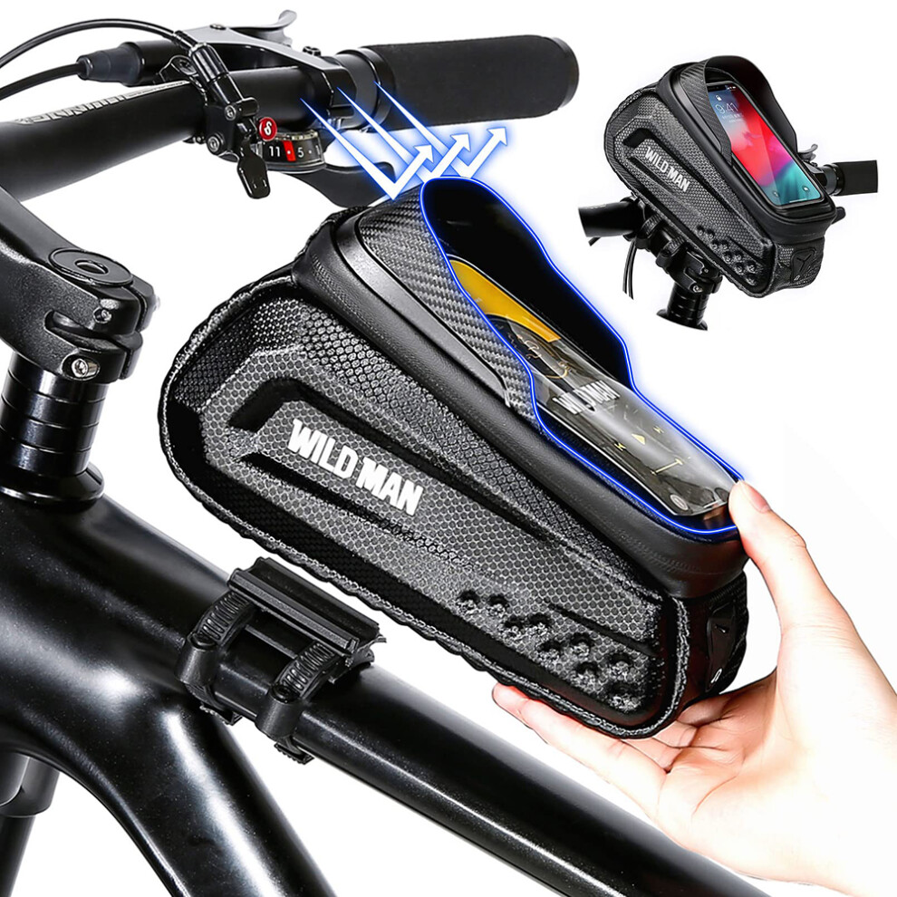 Cycling Gear For Smartphone, Hard Casing Bike Pouch, Waterproof Bicycle Bag, Large Capacity With High Sensitivity Touch Screen, Easy To Install & 9173940455306