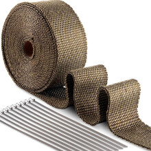 Exhaust Heat Wrap, Heat Shield Tape for Motorcycle Exhaust Collector Pipe, Includes 10 Black Stainless Steel Cable Ties, Thermal Insulating Tape with