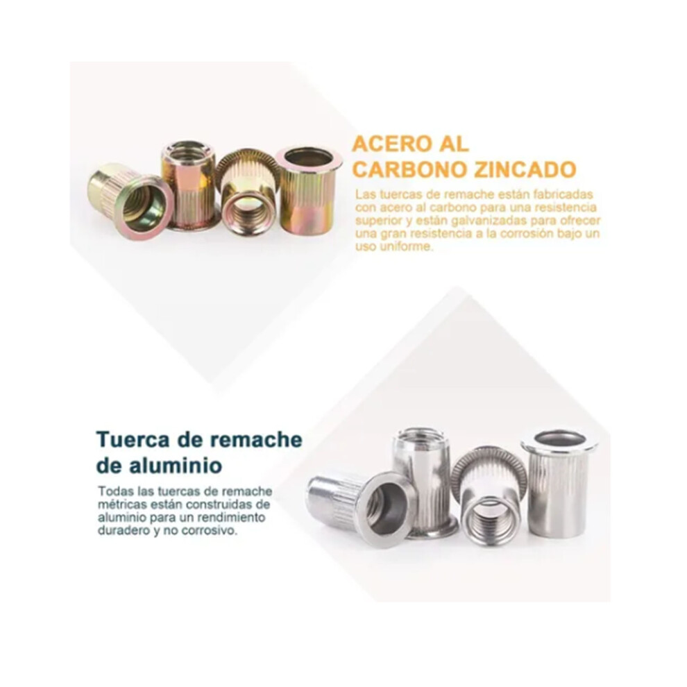 300 Pcs Zinc & Aluminum Rivet Nut Kit M3-M10, Fastening Accessories 4651372553500