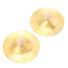 2 Pcs Kid Copper Cymbals with Wood Handles for Belly Dancing Percussion Toy
