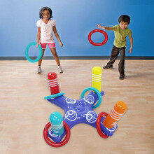 Aufblasbares Poolringwurfspielset mit 4 Ringen und Gebläse, PVC, 80cm