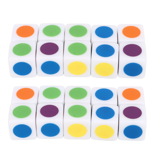 20Pcs 6-Sided Color Cubes, 16mm Round Corner Educational Dice 1