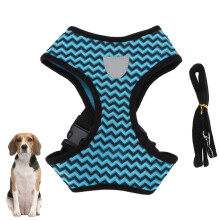 Adjustable Pet Harness with Reflective Strips & Leash Blue M Size