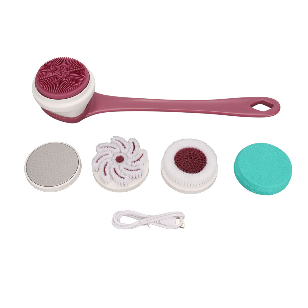 Elevate Your Routine, Silicone Body Brush with 5 Brush Heads, Long Handle Design For Full Body Coverage, Promote Blood Circulation And Relaxation
