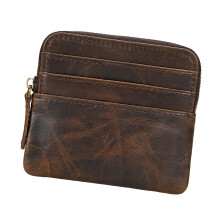 Retro Themed Solid Leather Change Holder With-Coffee color