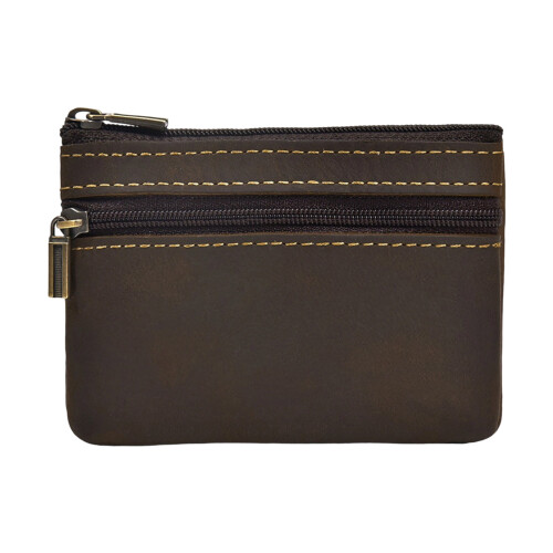 Retro Style Distressed Leather Card Holder With-Dark brown