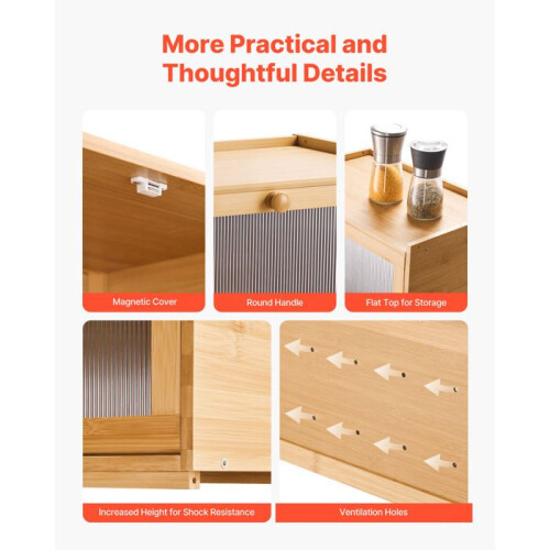 Caja de Pan - DUOKU - SX001 - Madera Natural - Diseño Rectangular - Almacenamiento Espacioso 1