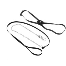 Schwarzes Turtle-Harness-Leine, verstellbar, hautfreundlicher Polyester-Velours, L