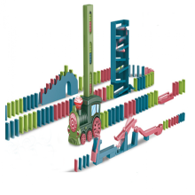 Trpělivost v učení: Domino Train hračka pro kreativní hru, automatická stavebnice domino, vylepšení vzdělávacích dovedností a rodinných