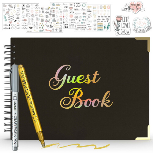 Guest Book Wedding with Spiral Hardbound Design, Elegance Meets Functionality for Personal Messages and Drawings
