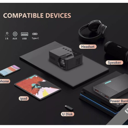 Αμφίδρομος προβολέας Bluetooth, εξαιρετικά γρήγορο WiFi και μίνι προβολέας Bluetooth, 8000Lumens 1