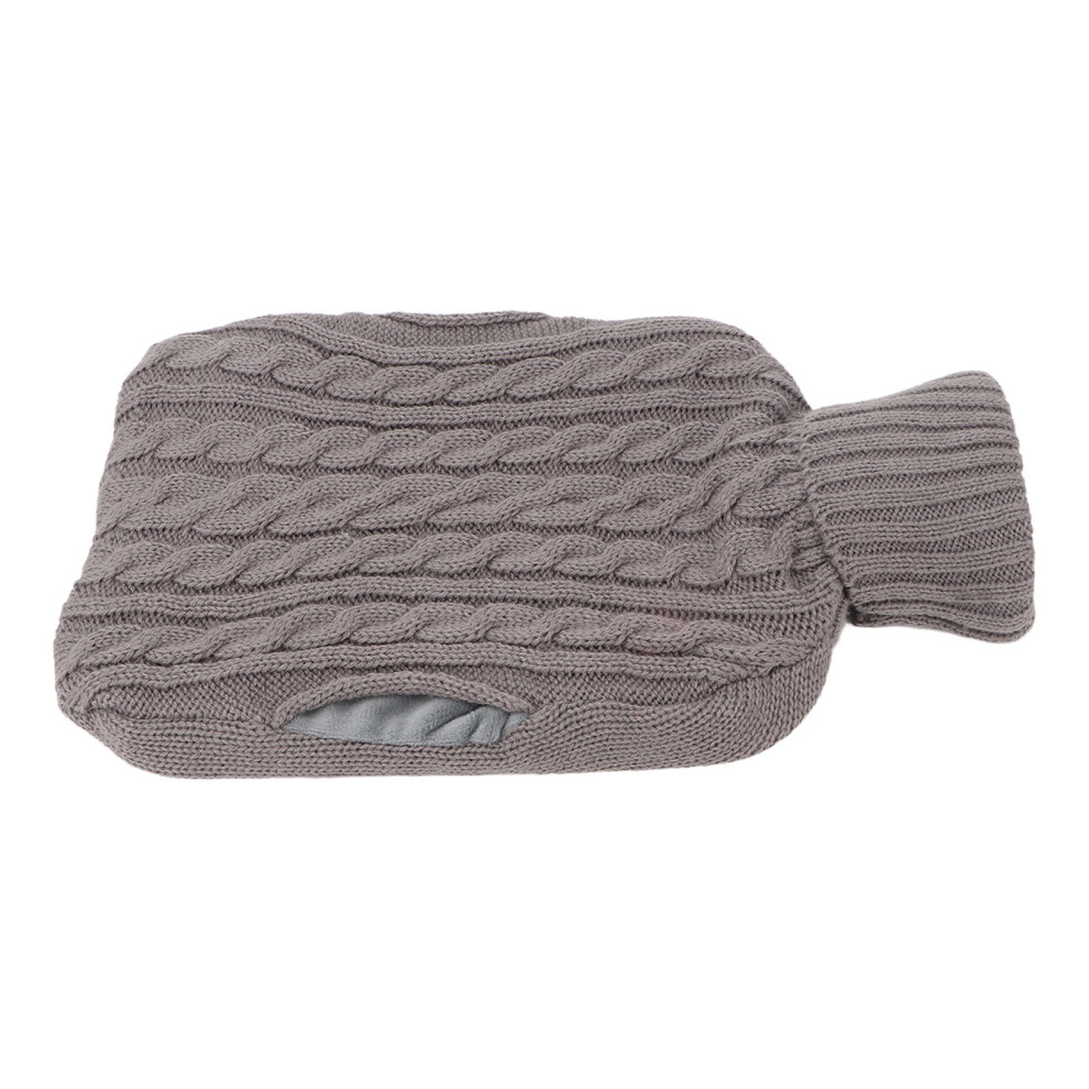 Grey 2L Knitted Hot Water Bottle For Winter, Relieve Pains