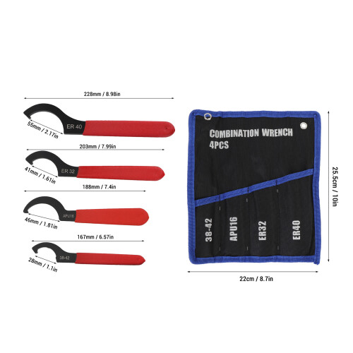 4Pcs Adjustable Coilover Spanner Wrench Set for Automotive Plumbing ER32 ER40 1