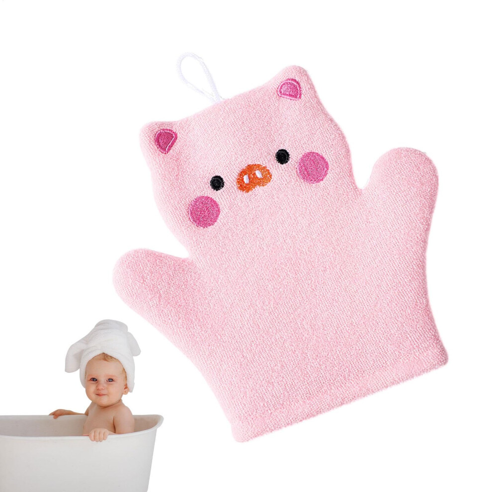Toddler Bath Mitt Cute Animal Cartoon Baths Soft Body Bath Brush For These, Soft Scrub Bath Mitts For Shower, Bathing Accessories On The T Pink