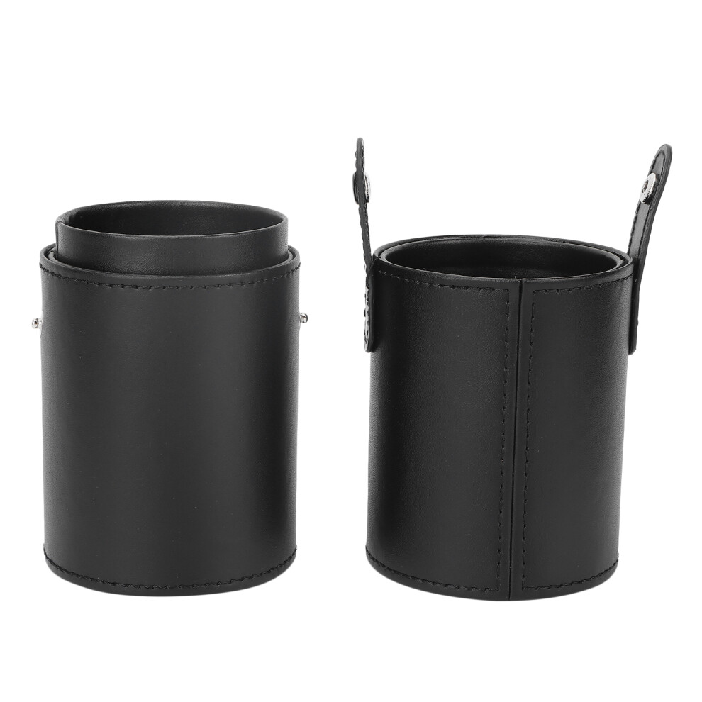 Black Portable Pu Cosmetic Brush Storage Bag With Organizer For Makeup Brushes