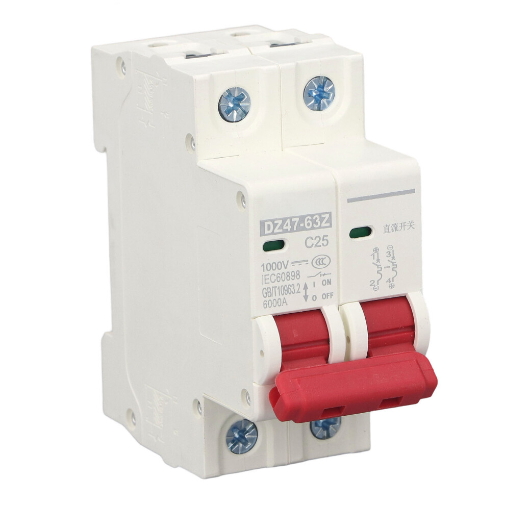 Rugged Dc 1000V 2P Circuit Breaker 25A Mcb Din Rail Protection Switch 6000A 8711372577374