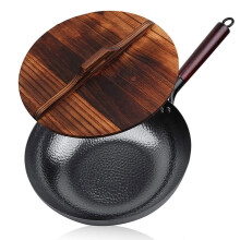 Handmade Cast Iron Wok 32cm NonStick Surface for Induction and Gas Cooking